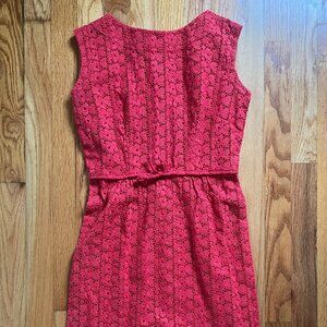 Vintage crochet coral red dress